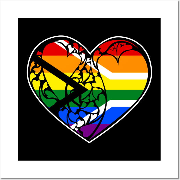 Gay Pride Flag of South Africa LGBT+ Heart Wall Art by aaallsmiles
